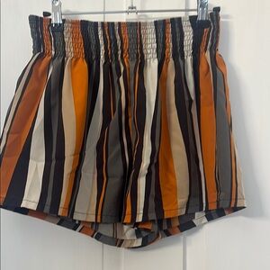 SHEIN Orange and Black Athletic Shorts with Bold Stripes